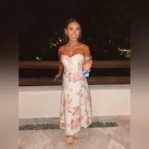 H&M Linen Blend Bandeau Dress